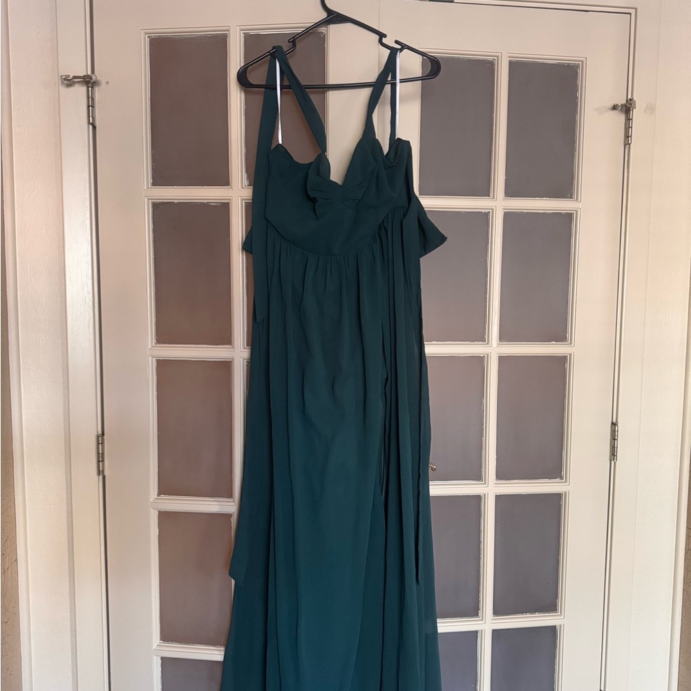 Sleeveless Teal Maxi Dress with Adjustable Tie Straps